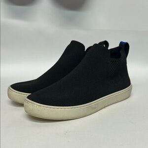 Rothy's Black and White women’s Slip-On Sneakers knit Chelsea high top